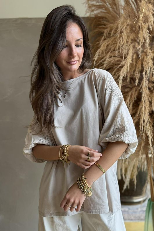 Atik Bubble Sleeve Top Calico 